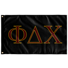 Load image into Gallery viewer, Phi Delta Chi Fraternity Flag - Black, Foliage Rose &amp; Maize