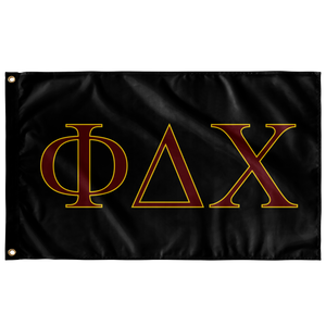 Phi Delta Chi Fraternity Flag - Black, Foliage Rose & Maize