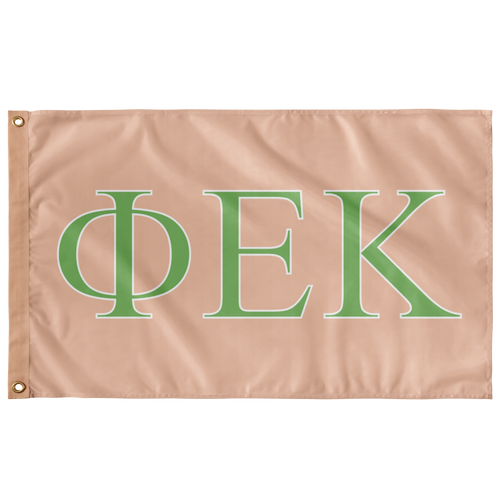 Phi Epsilon Kappa Greek Flag - Peach Kona, Bright Mint & White