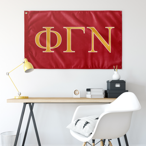 Phi Gamma Nu Fraternity Flag - Red, Light Gold & White