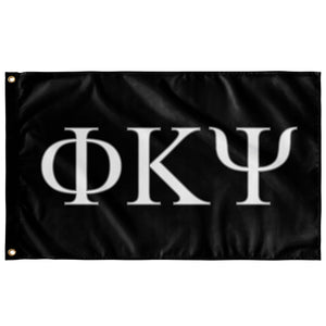 Phi Kappa Psi Fraternity Flag - Black, White & Silver Grey
