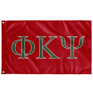 Phi Kappa Psi Fraternity Flag - Red, Asparagus & White