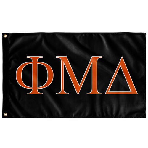 Phi Mu Delta Fraternity Flag - Black, Orange & White