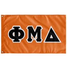 Load image into Gallery viewer, Phi Mu Delta Greek Block Flag -  Tennessee Orange, Black &amp; White