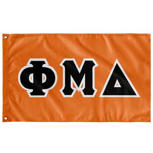Phi Mu Delta Greek Block Flag -  Tennessee Orange, Black & White