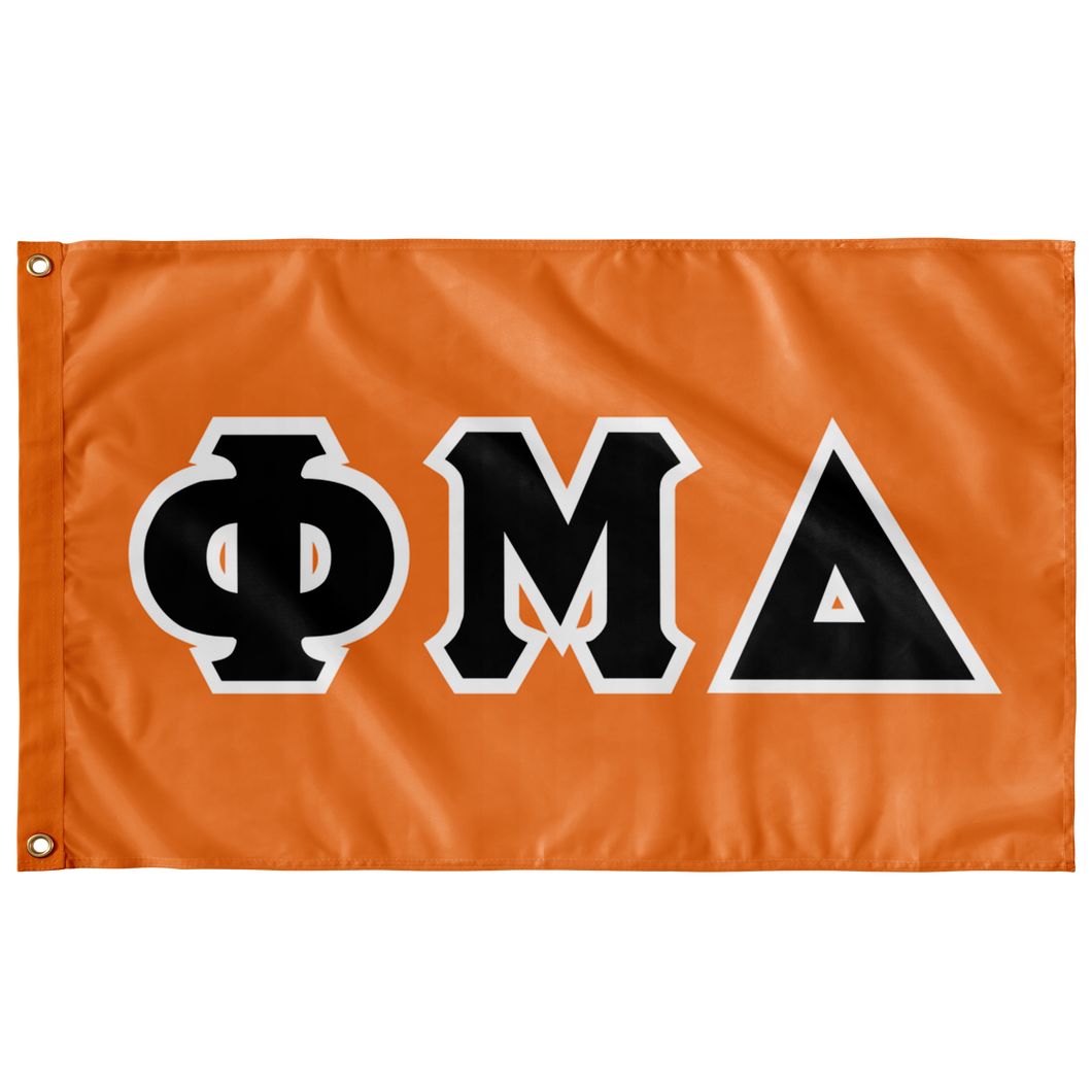 Phi Mu Delta Greek Block Flag -  Tennessee Orange, Black & White