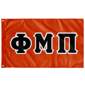 Phi Mu Pi Greek Block Flag - Orange, Black & White