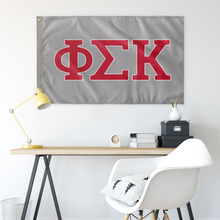 Load image into Gallery viewer, Phi Sigma Kappa Wall Flag - Silver and Red - Greek Gifts