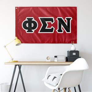 Phi Sigma Nu Greek Block Flag -  Red, Black & White