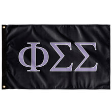 Load image into Gallery viewer, Phi Sigma Sigma Sorority Flag - Whale Grey, Lavender &amp; White