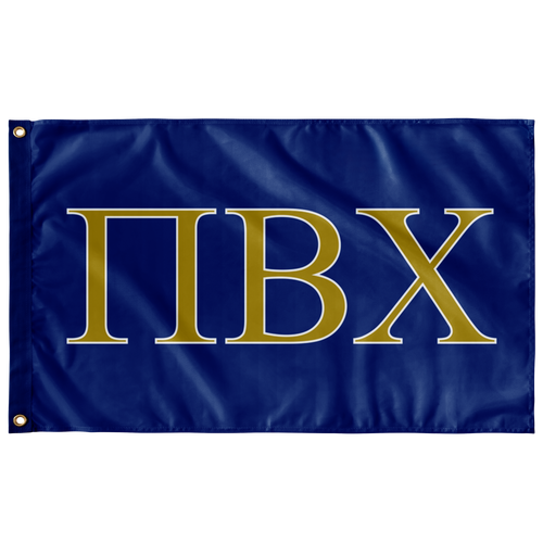 Pi Beta Chi Fraternity Flag - Royal, Light Old Gold & White
