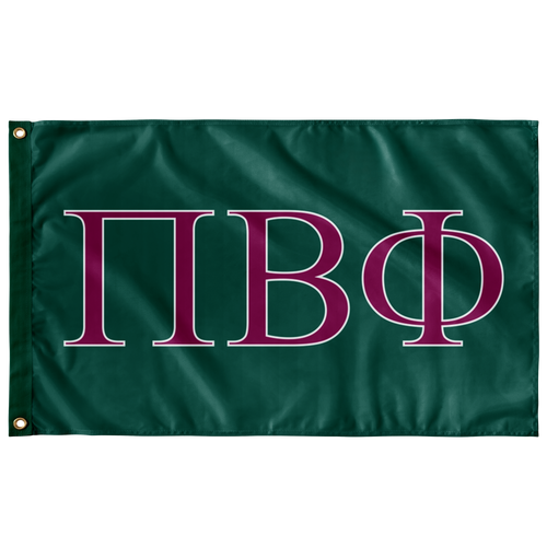 Pi Beta Phi Greek Flag - Dark Green, Heritage Wine & White