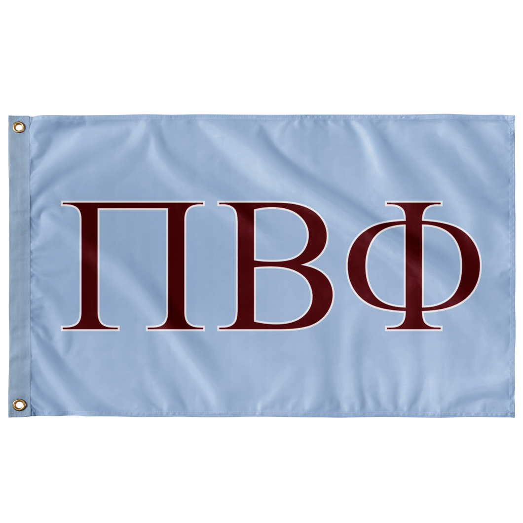 Pi Beta Phi Sorority Flag - Oxford Blue, Foliage Rose & White