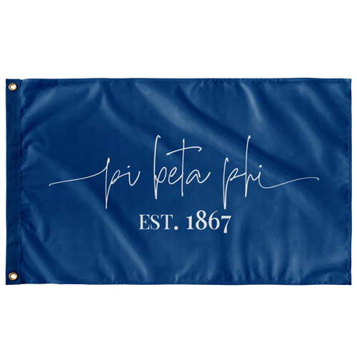 Pi Beta Phi Sorority Script Flag - Blue & White