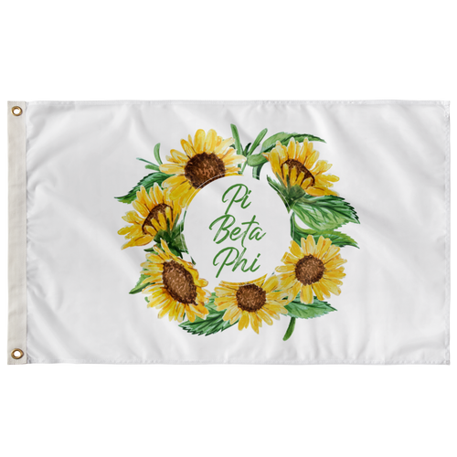 Pi Beta Phi Sunflower Wreath Sorority Flag