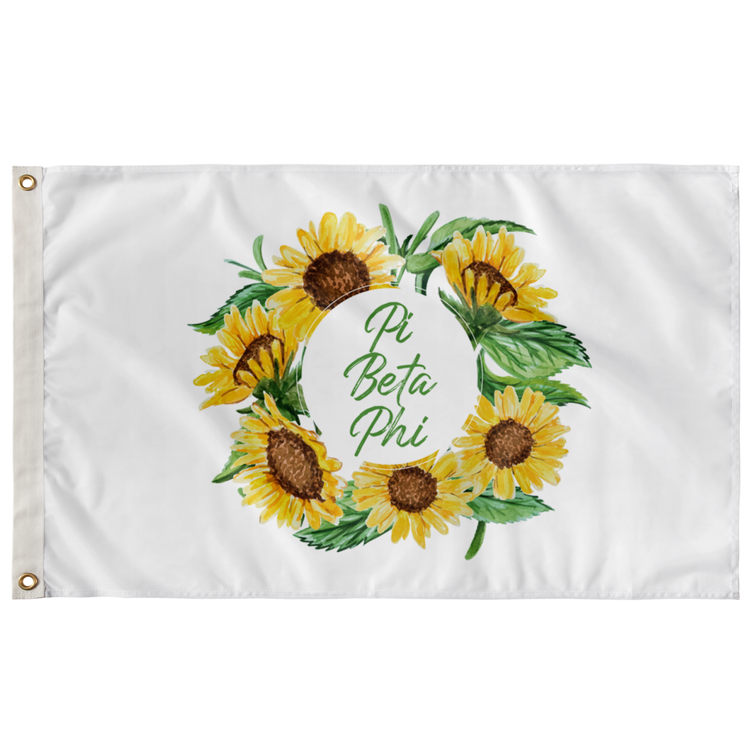 Pi Beta Phi Sunflower Wreath Sorority Flag
