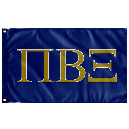 Pi Beta Xi Greek Flag - Royal, Light Old Gold & White