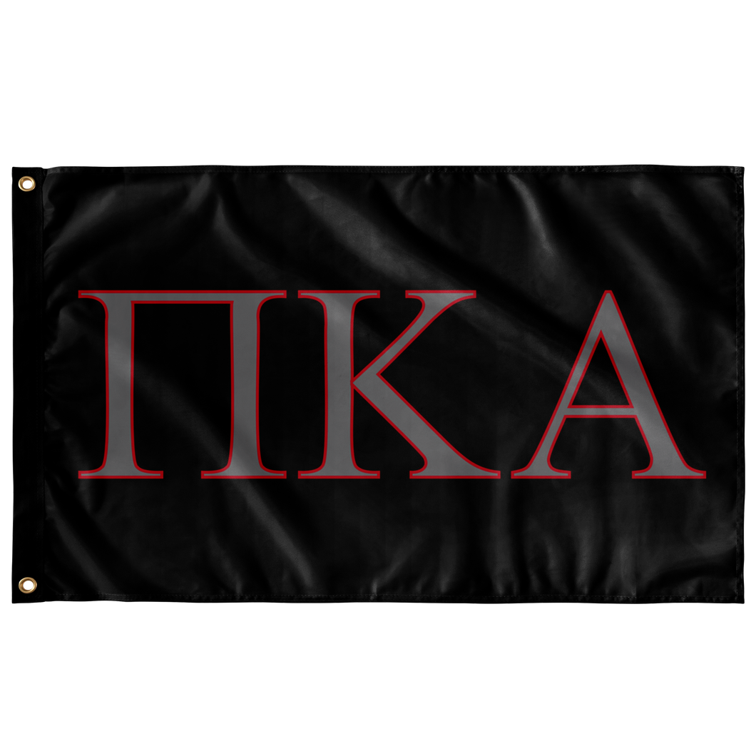 Pi Kappa Alpha Fraternity Flag - Black, Silver Grey & Red