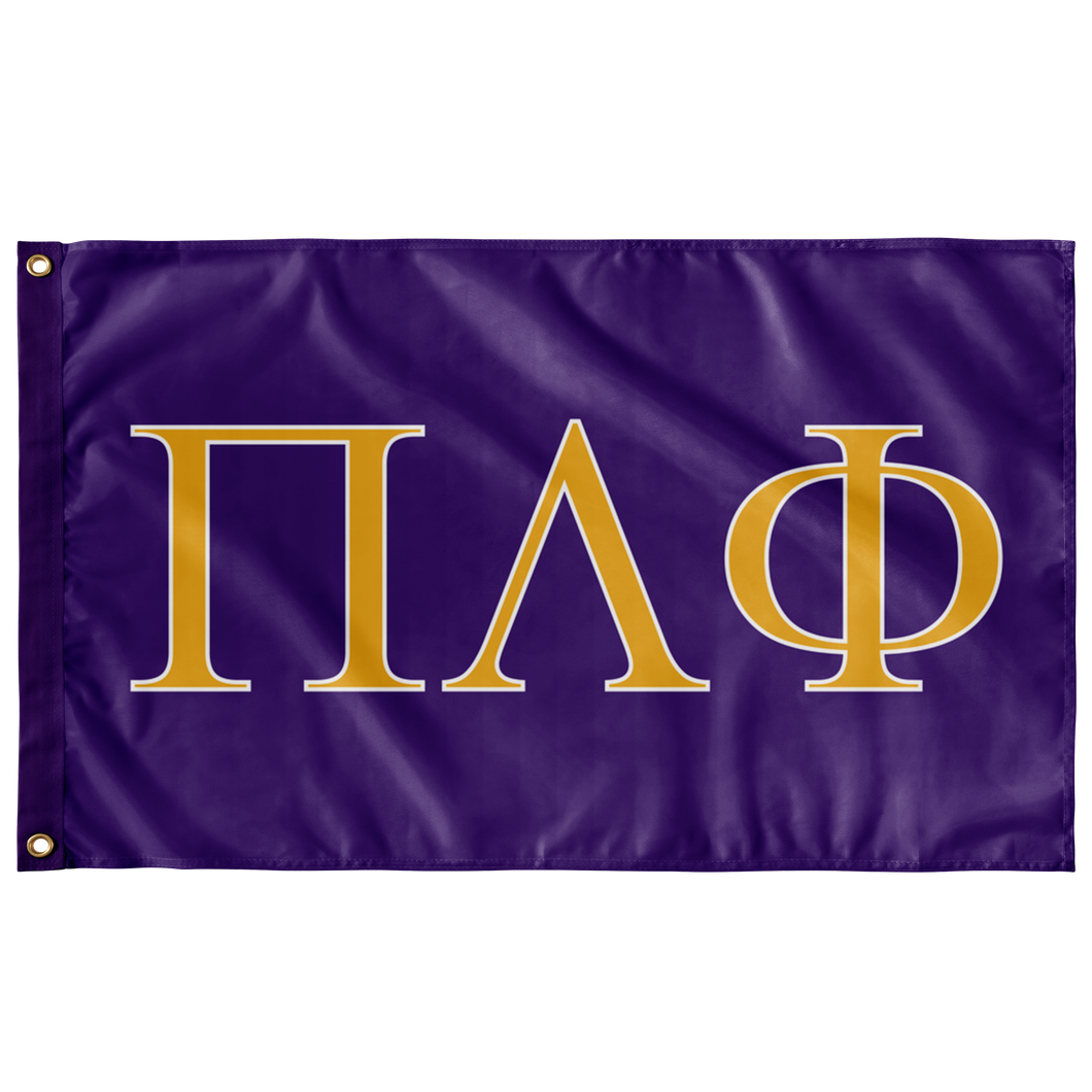 Pi Lambda Phi Fraternity Flag - Purple, Light Gold & White