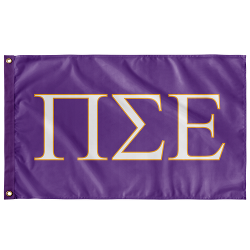 Pi Sigma Epsilon Fraternity Flag - Grape, White & Light Gold