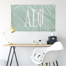 Load image into Gallery viewer, Alpha Epsilon Phi Sorority Letter Flag - Pale Green &amp; White