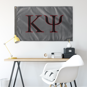 Kappa Psi Fraternity Flag - Silver, Black & Red