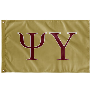 Psi Upsilon Fraternity Flag - Flax Gold, Foliage Rose & White