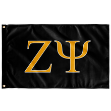 Load image into Gallery viewer, Zeta Psi Fraternity Flag - Black, Gold &amp; White