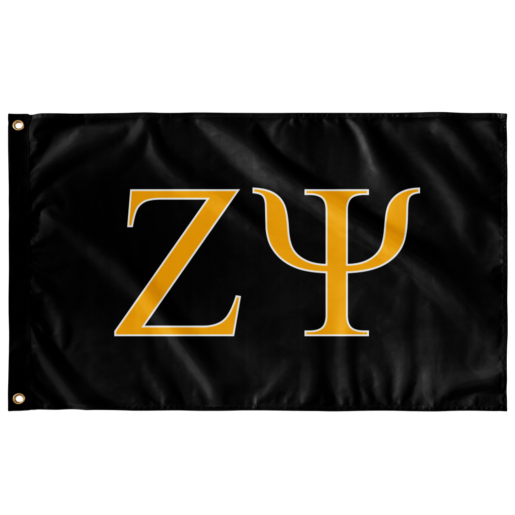 Zeta Psi Fraternity Flag - Black, Gold & White