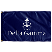 Load image into Gallery viewer, Delta Gamma Sorority Flag - Small Scale Logo Blue &amp; White