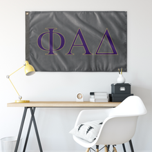 Load image into Gallery viewer, Phi Alpha Delta Fraternity Flag - Charcoal Gray, Purple &amp; Vegas Gold