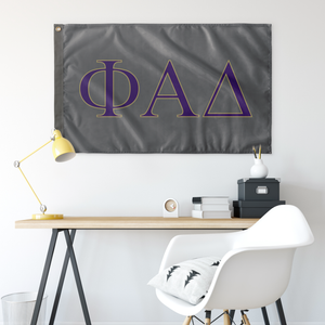 Phi Alpha Delta Fraternity Flag - Charcoal Gray, Purple & Vegas Gold