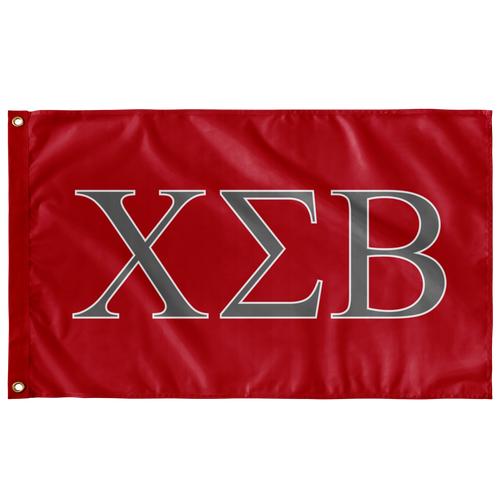 Chi Sigma Beta Fraternity Flag - Red, Silver Grey & White