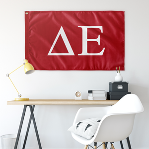 Delta Epsilon Fraternity Flag - Red & White