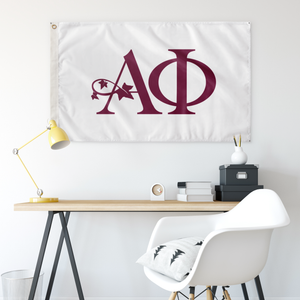 Alpha Phi Full Letters Sorority Flag - White & Bordeaux