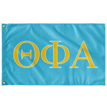 Load image into Gallery viewer, Theta Phi Alpha Sorority Flag - Turquoise, Goldenrod &amp; White