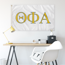 Load image into Gallery viewer, Theta Phi Alpha Sorority Flag - White, Goldenrod &amp; Navy