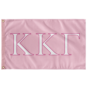 Kappa Kappa Gamma Sorority Letter Flag - Azalea, White &  Barbie Pink