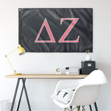 Load image into Gallery viewer, Delta Zeta Sorority Flag - Charcoal, Pink &amp; White