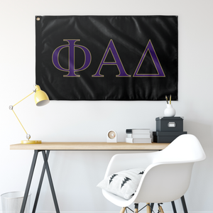 Phi Alpha Delta Fraternity Flag - Black, Purple & Vegas Gold