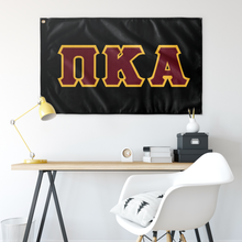 Load image into Gallery viewer, Pi Kappa Alpha Greek Letterform Flag - Black, Garnet &amp; Yellow