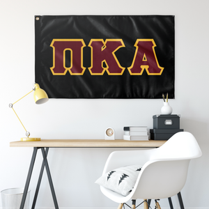 Pi Kappa Alpha Greek Letterform Flag - Black, Garnet & Yellow