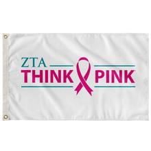 Load image into Gallery viewer, Zeta Tau Alpha Think Pink Sorority Flag - White