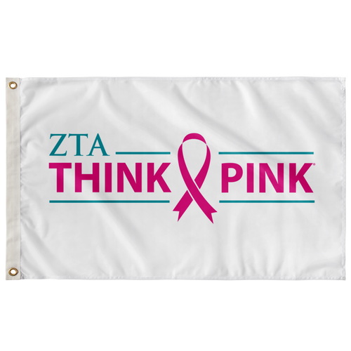 Zeta Tau Alpha Think Pink Sorority Flag - White