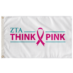 Zeta Tau Alpha Think Pink Sorority Flag - White