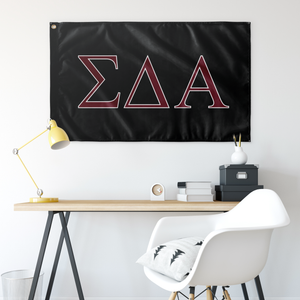 Sigma Delta Alpha Fraternity Flag - Black, Foliage Rose & White