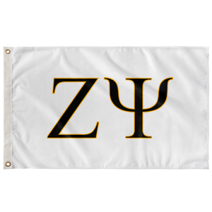 Zeta Psi Fraternity Flag - White, Black & Gold