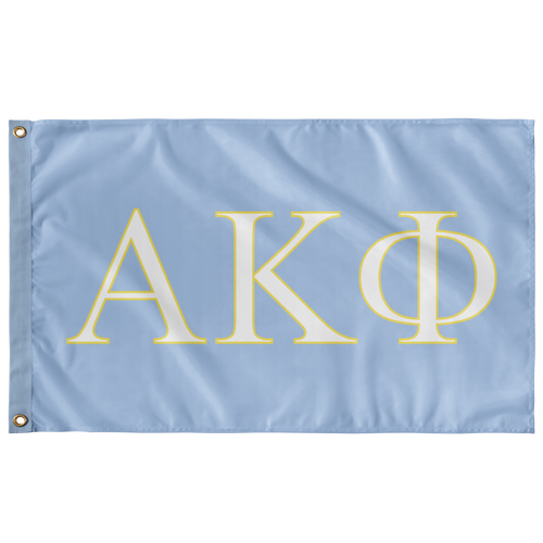 Alpha Kappa Phi Greek Flag - Oxford Blue, White & Lemon Yellow