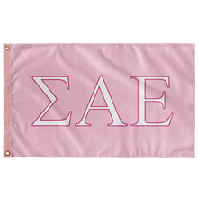 Load image into Gallery viewer, Sigma Alpha Epsilon Fraternity Flag - Azalea, White &amp; Barbie Pink
