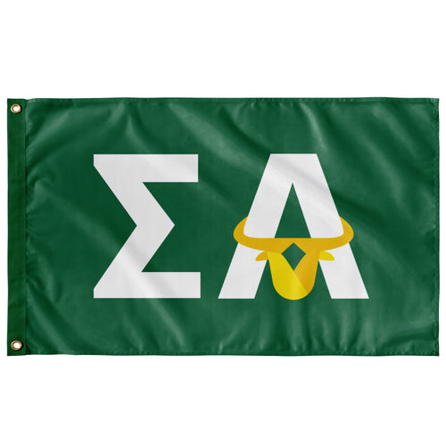 Sigma Alpha Bull Flag - Emerald